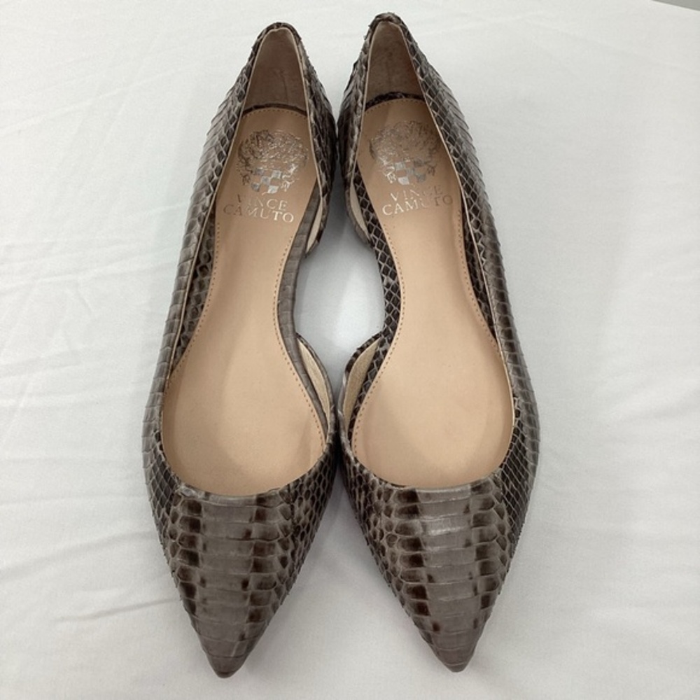 Vince Camuto Taupe Snake Pattern Flats